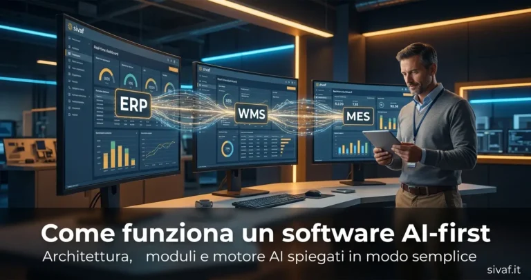 Come funziona software AI-first architettura moduli motore AI PMI manifatturiere