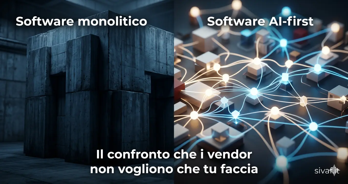 Confronto software monolitico vs AI-first per PMI manifatturiere